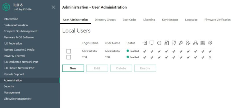 HPE ILO 6 Administrator And STH Users