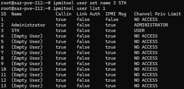 Ipmitool User Add STH List To Find Administrator And STH Accounts