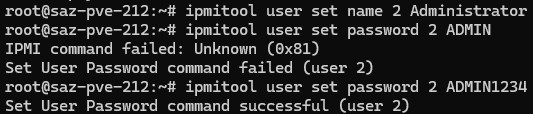 Ipmitool User Set Password Administrator Account